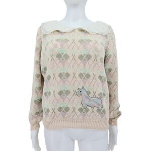 Vintage 80's Scottish Terrier Sweater Pink L